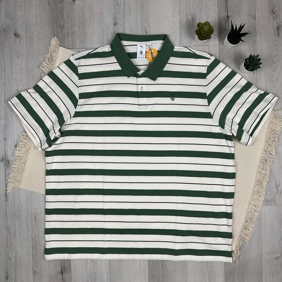 Puma Quiet Golf Mens Striped Golf Polo Green White  Size 3XL UPF 40 - Picture 1 of 6